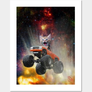 SOOO Cute Monster Truck Driving/Jumping Kitten Going Though Explosions! Posters and Art
